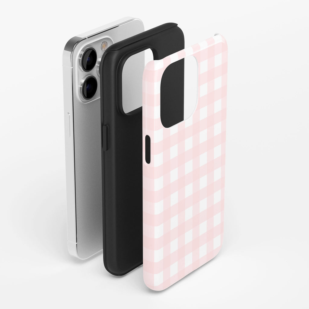 Pink Gingham Impact iPhone Case