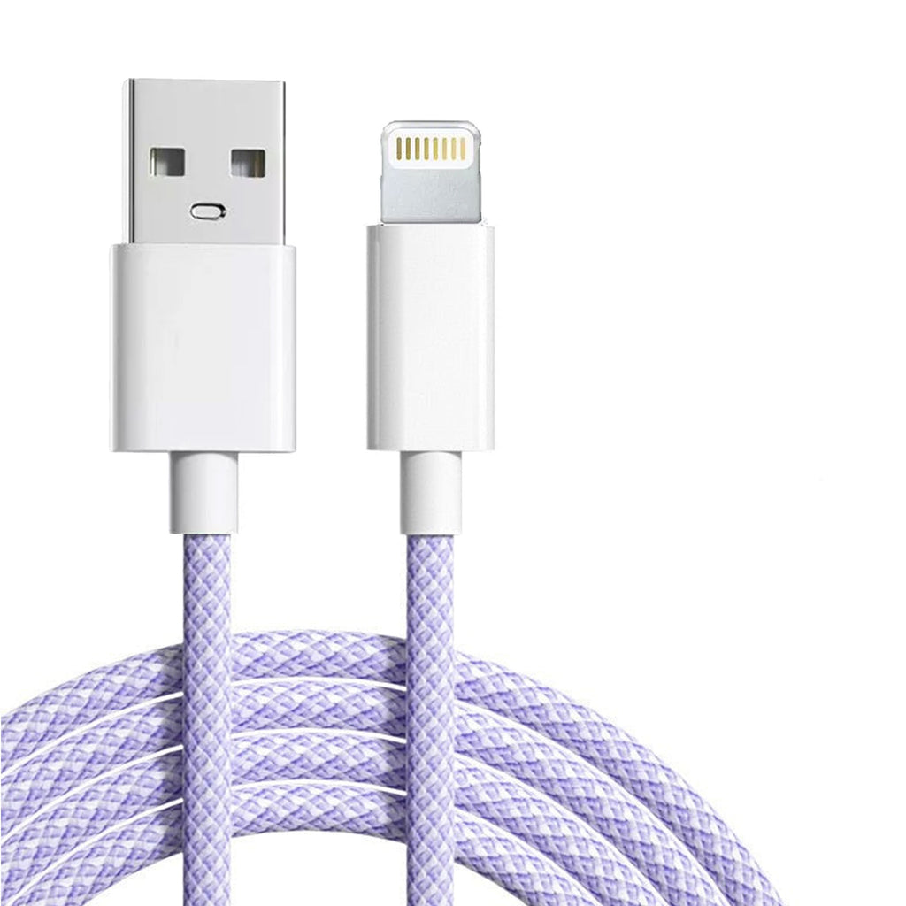 purple usb-a to lightning cable