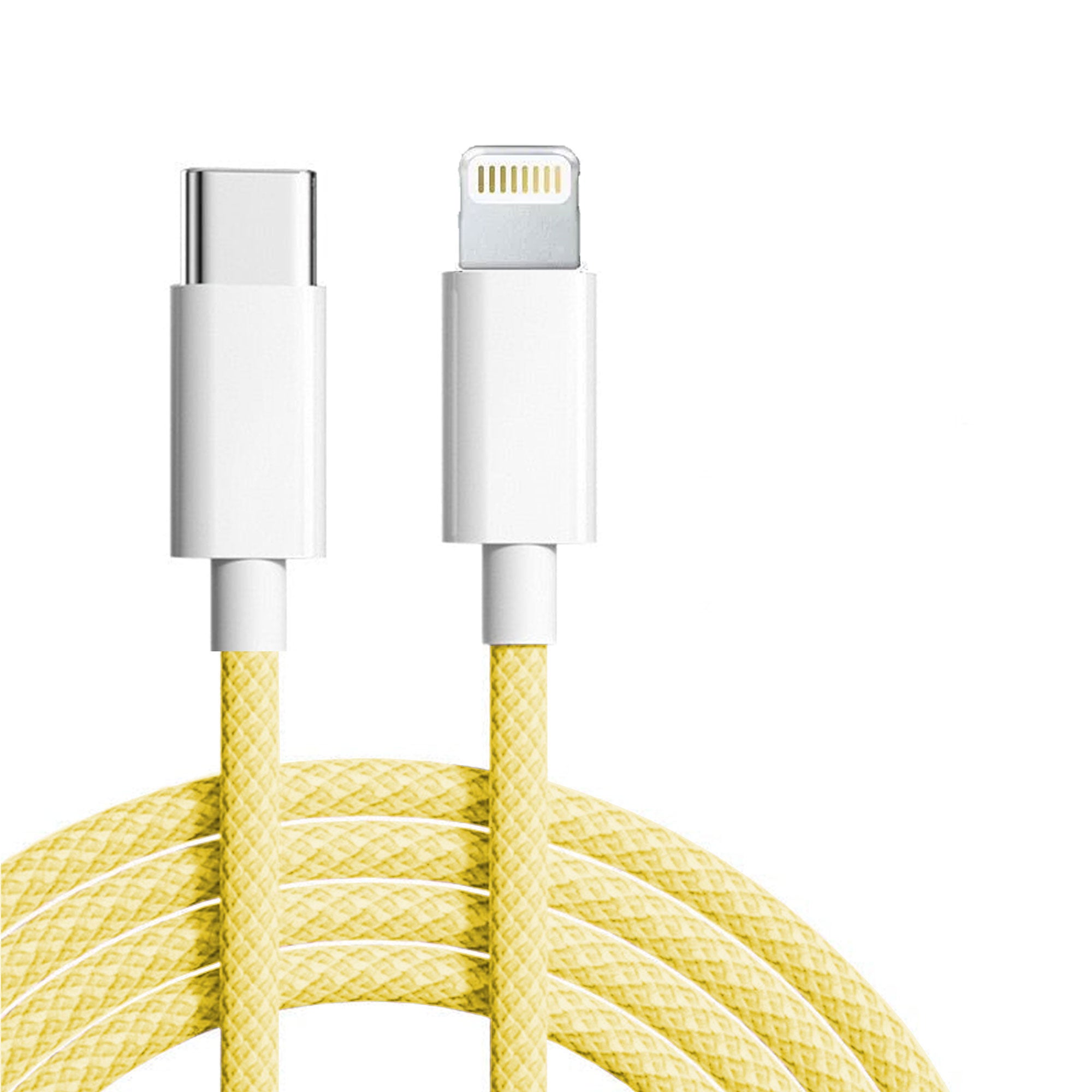 yellow usb-c to lightning cable