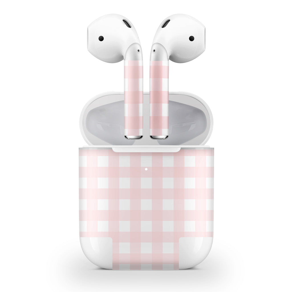 Pink Gingham AirPods Skin