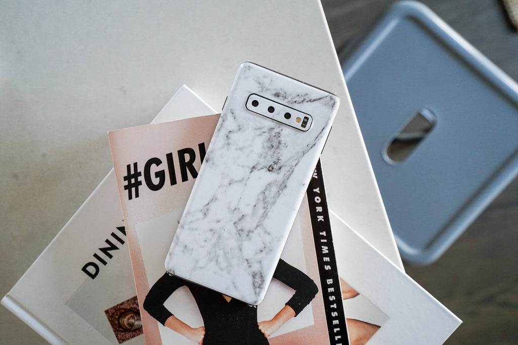 White Marble Samsung Galaxy Skin + Case