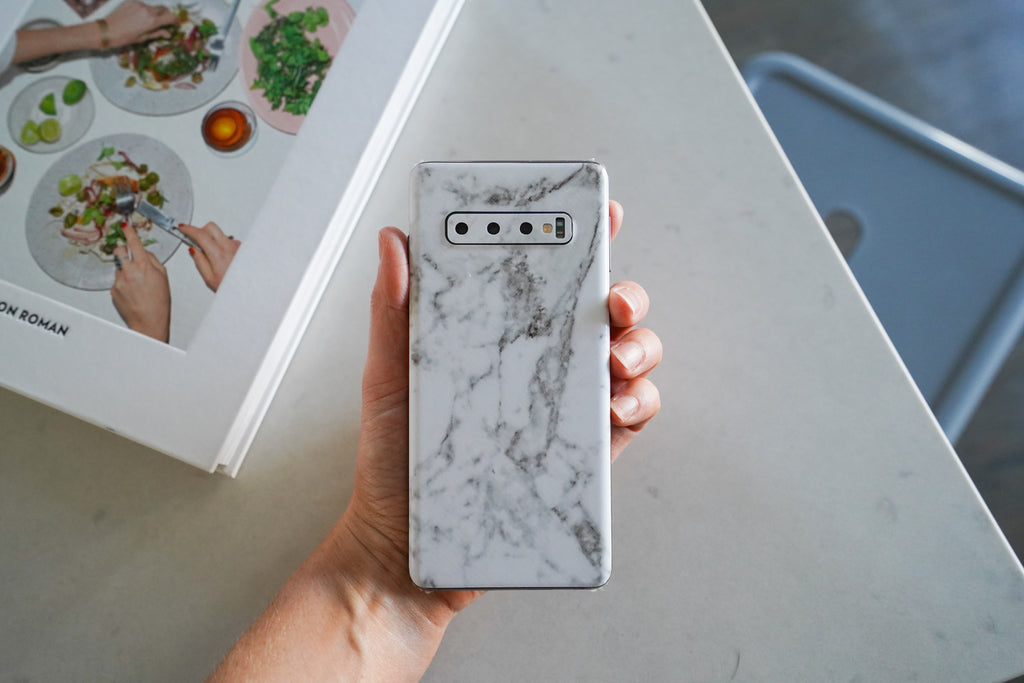 White Marble Samsung Galaxy Skin + Case