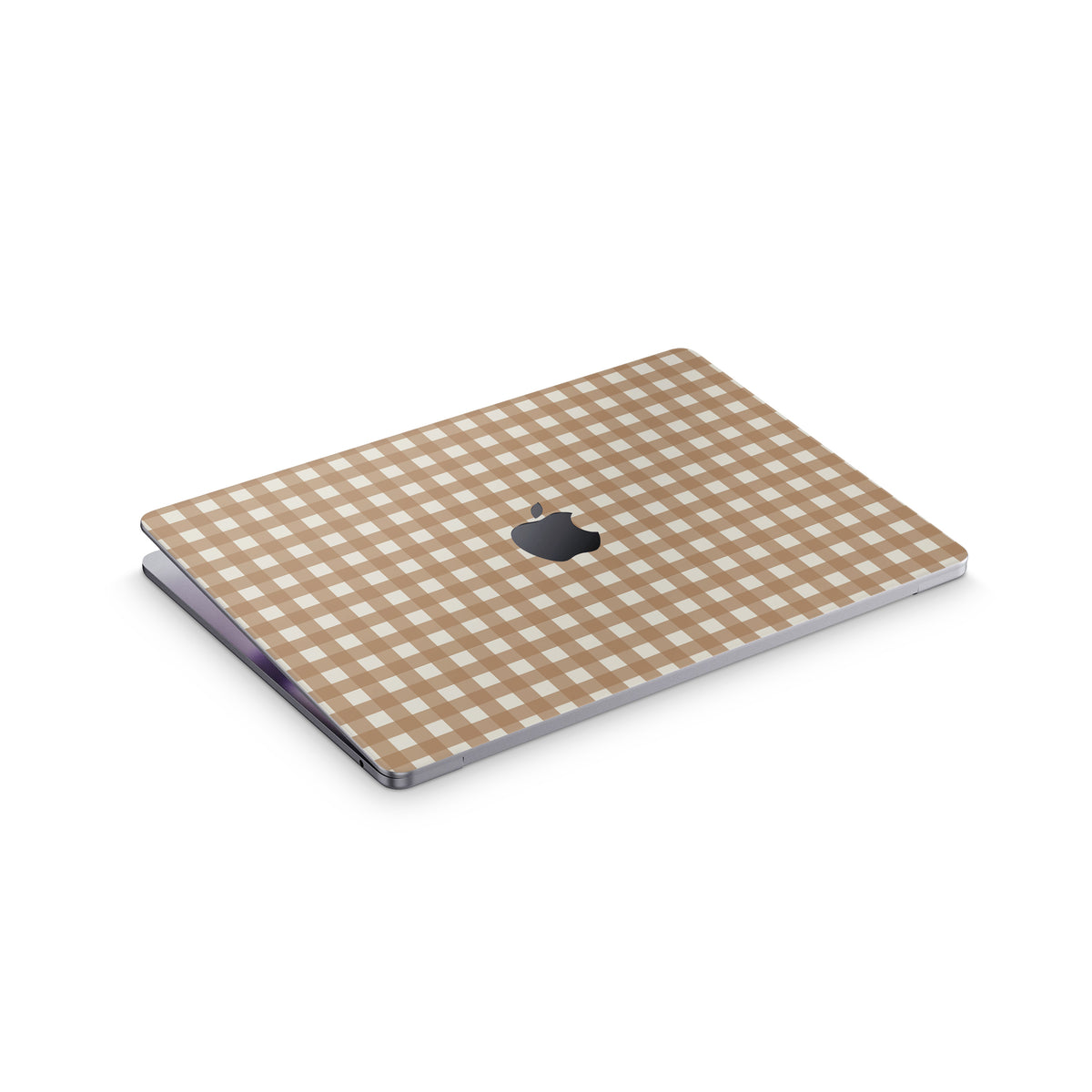 beige check macbook skin - top view