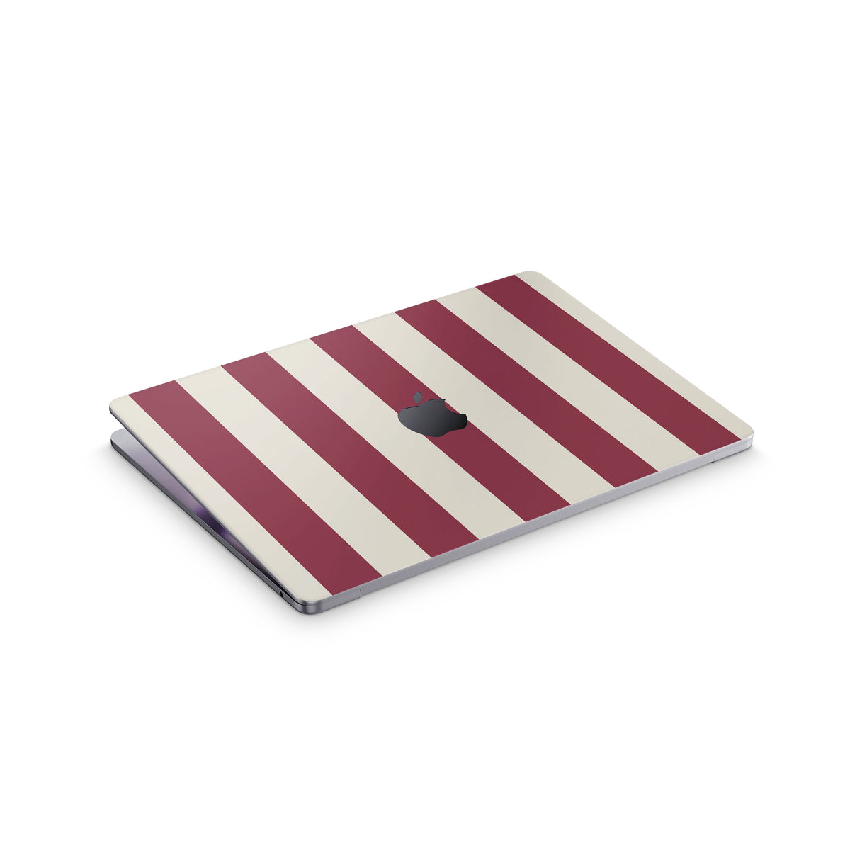 cranberry stripe macbook skin - top view