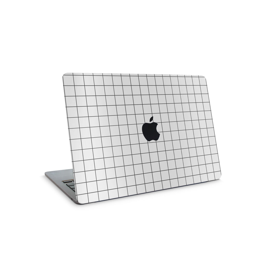 white grid macbook skin - top coverage