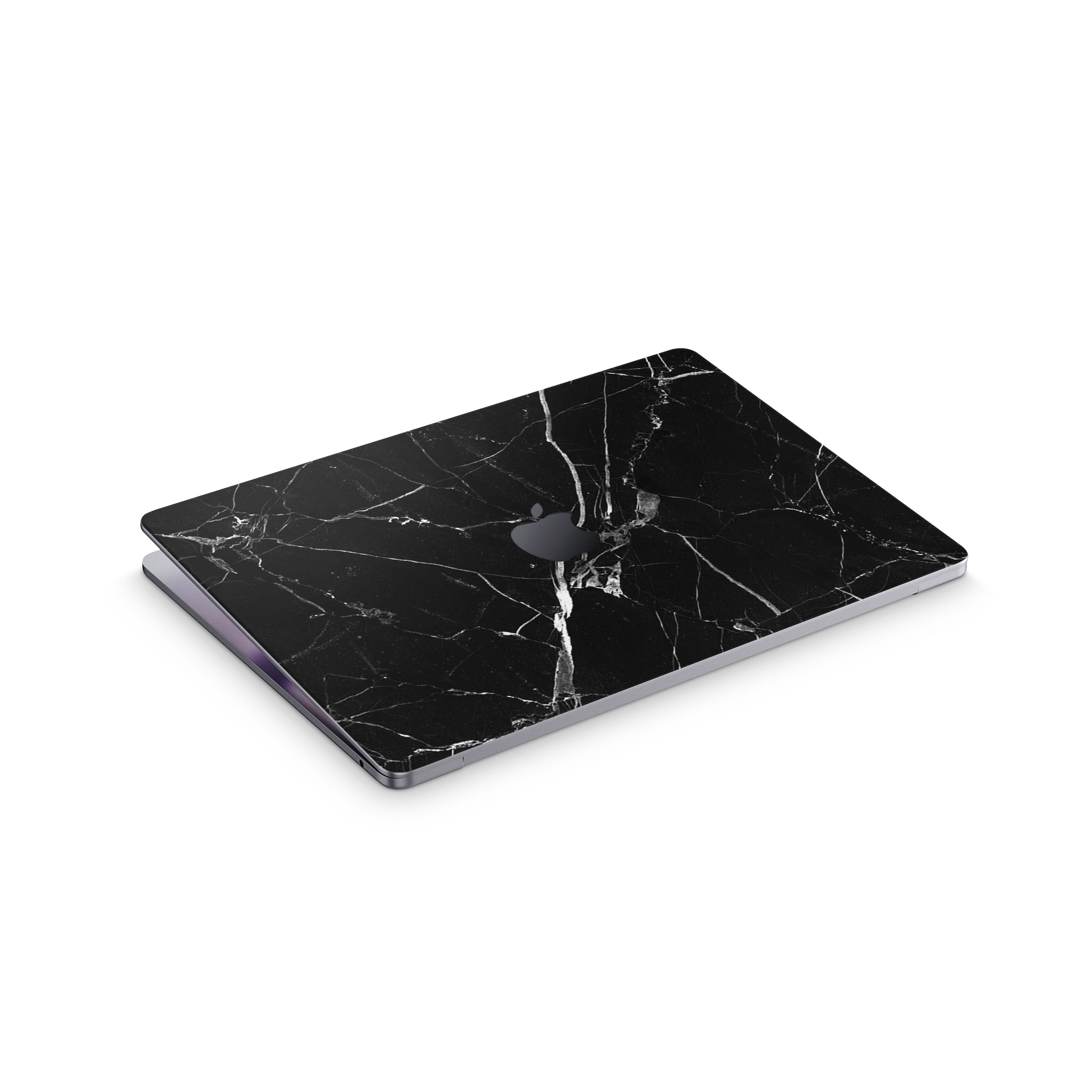 black hyper marble macbook skin - top view