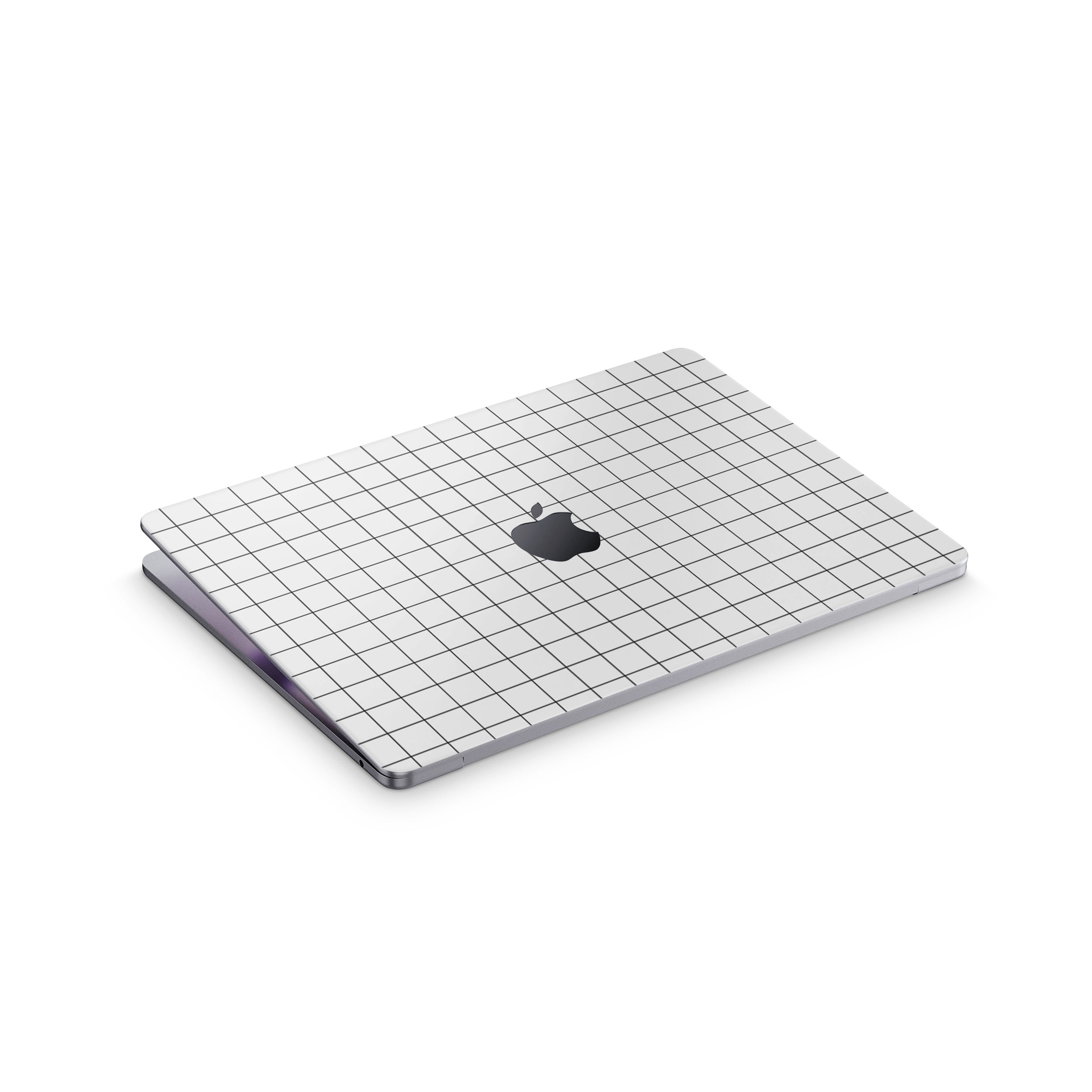 white grid macbook skin - top view