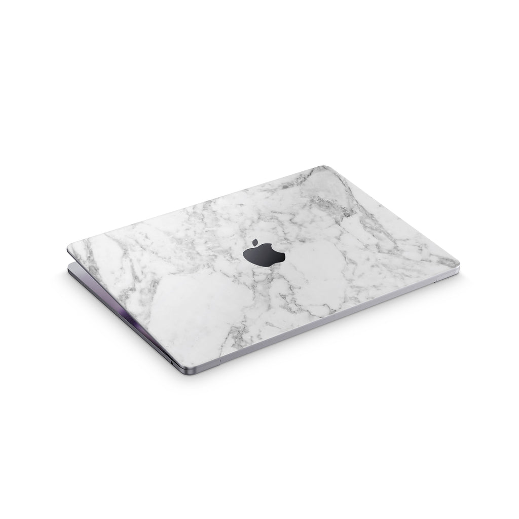 white marble macbook skin - top view