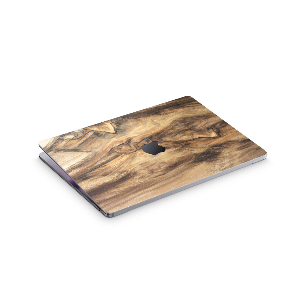 wood macbook skin - top view