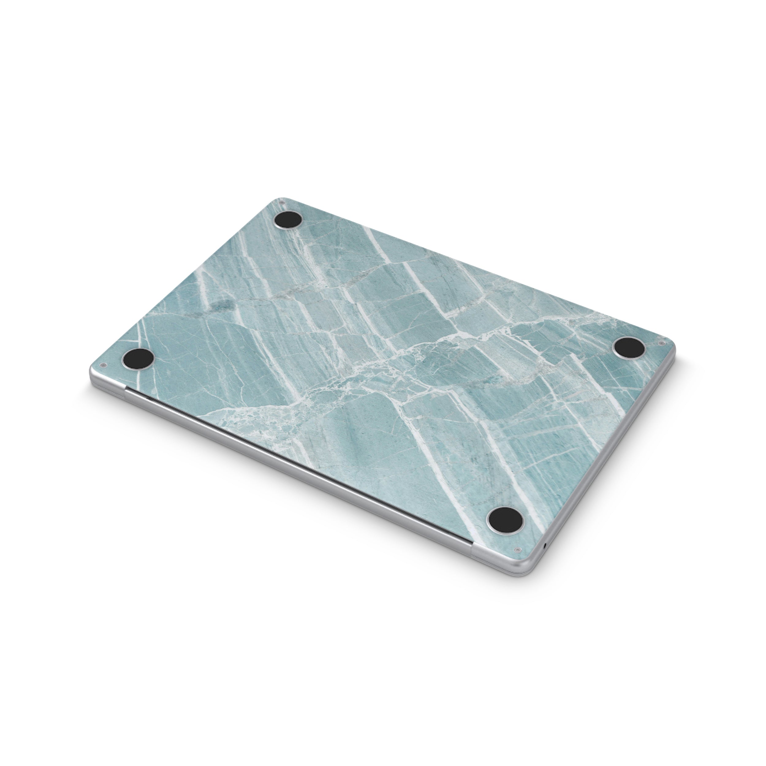 mint marble macbook skin - bottom coverage