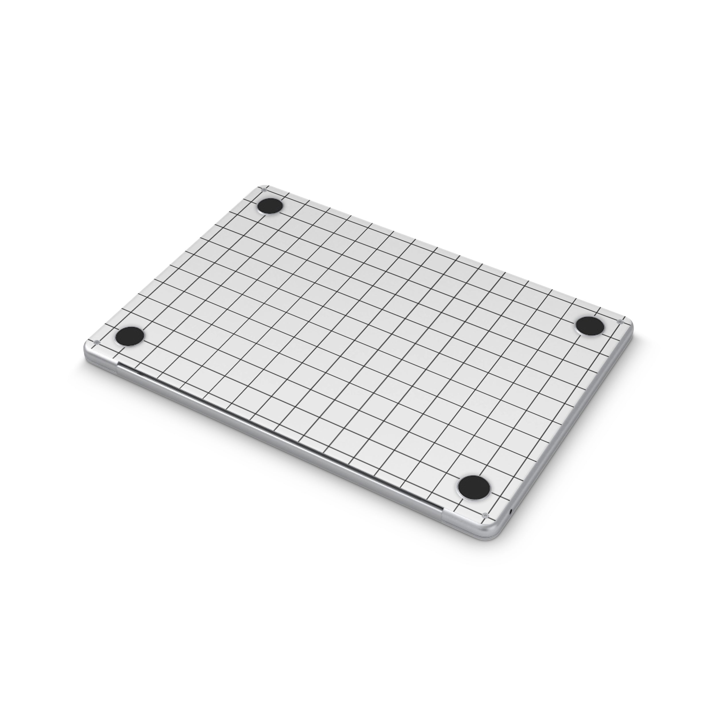 white grid macbook skin - bottom coverage