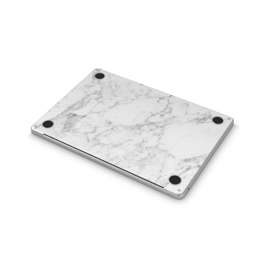 white marble macbook skin - bottom coverage