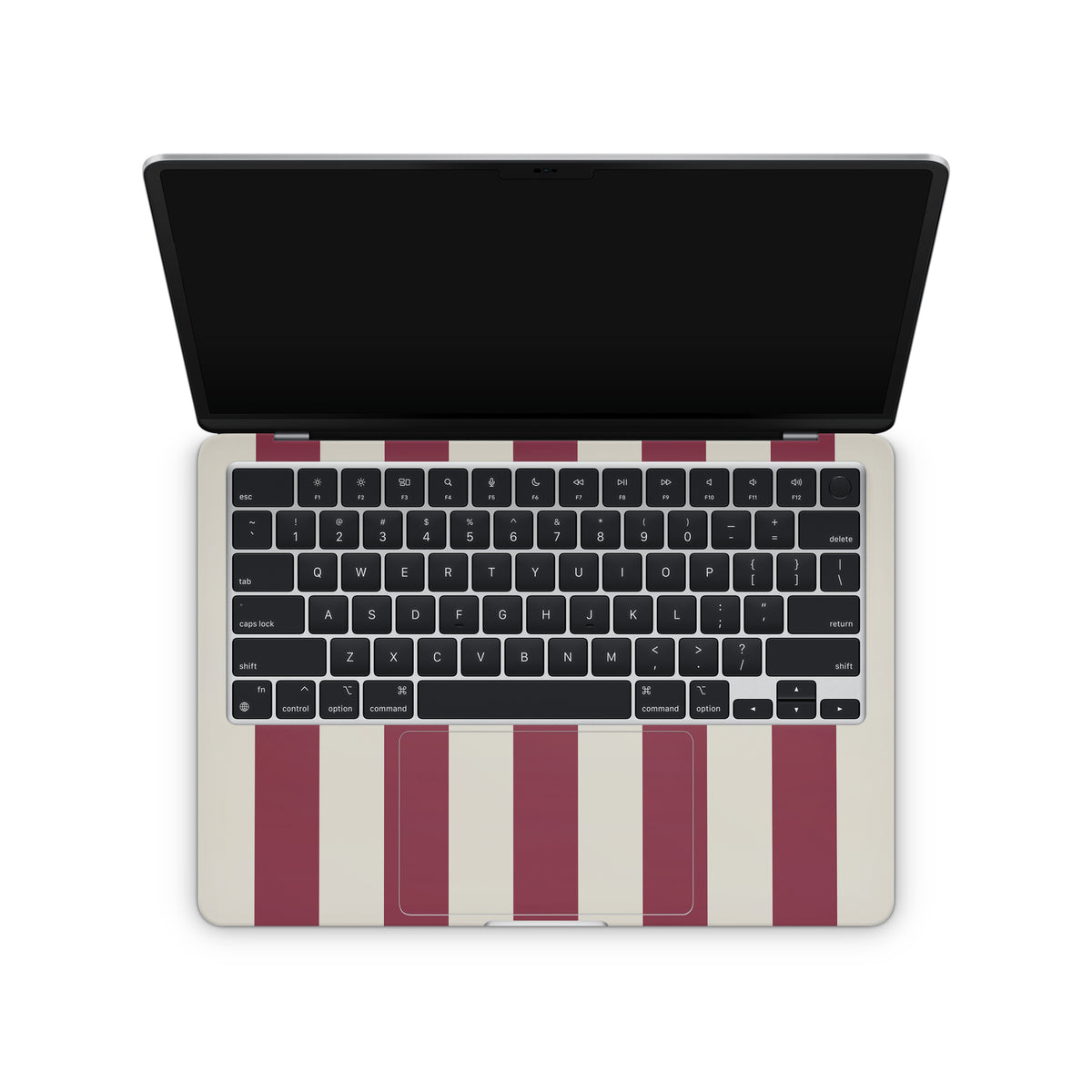 cranberry stripe macbook skin - interior coverage