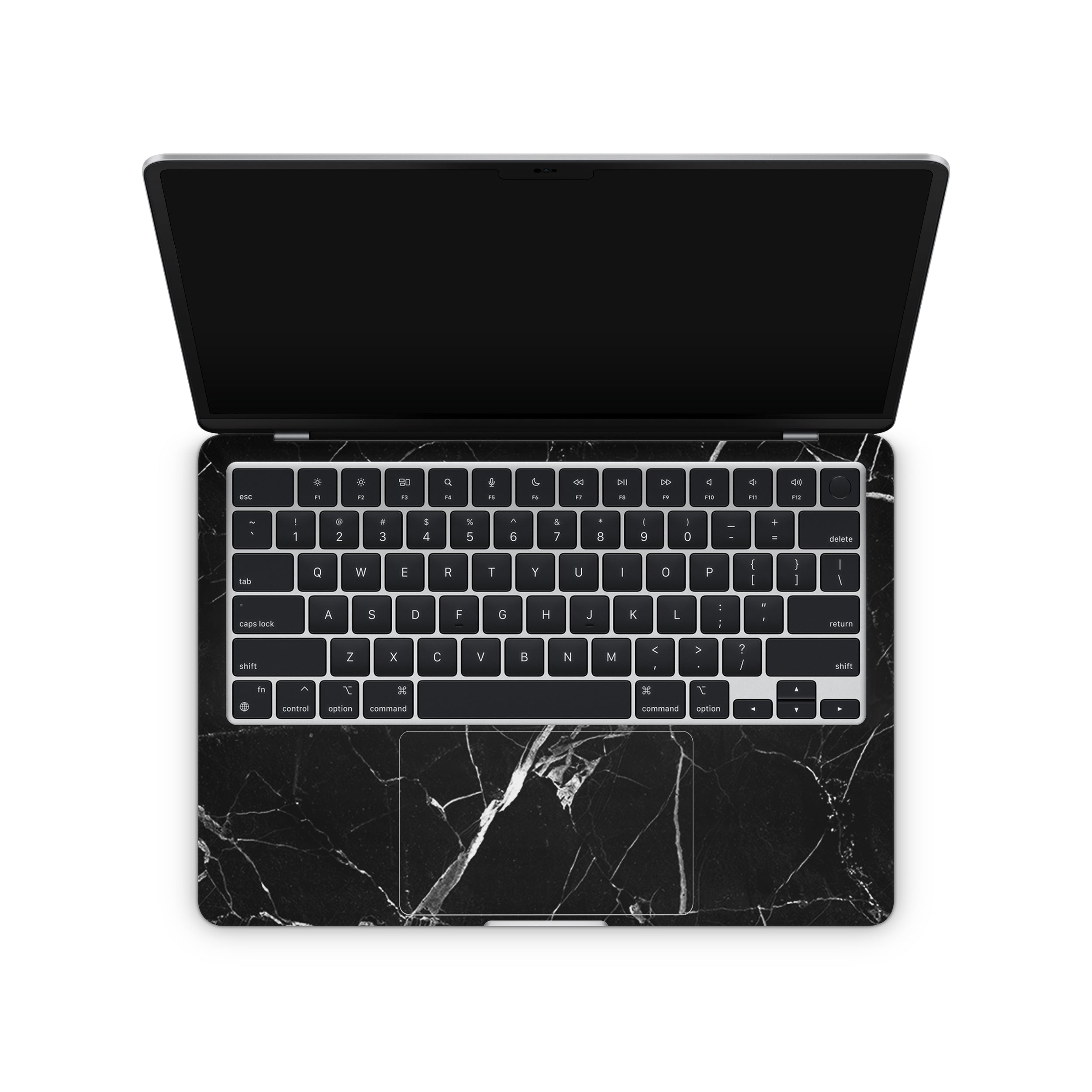 black hyper marble macbook skin - interior coverage