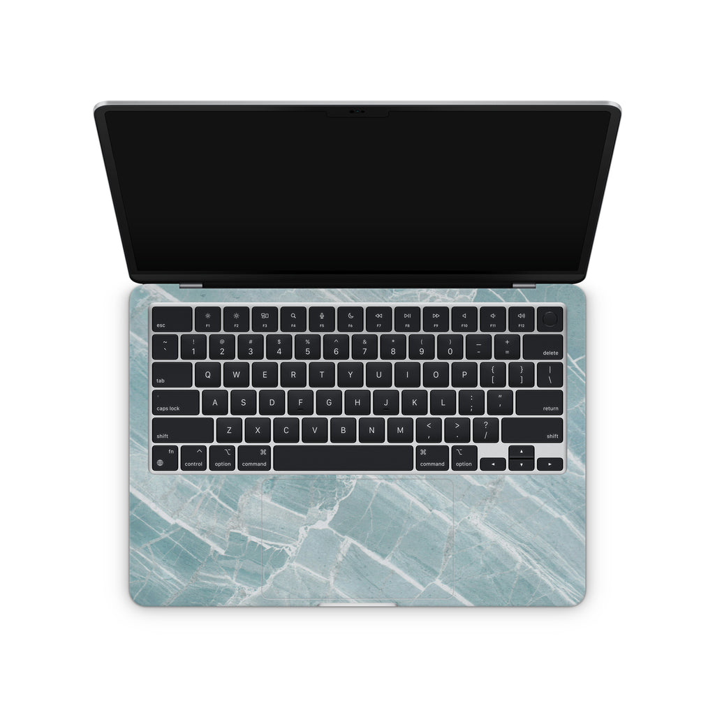 mint marble macbook skin - interior coverage
