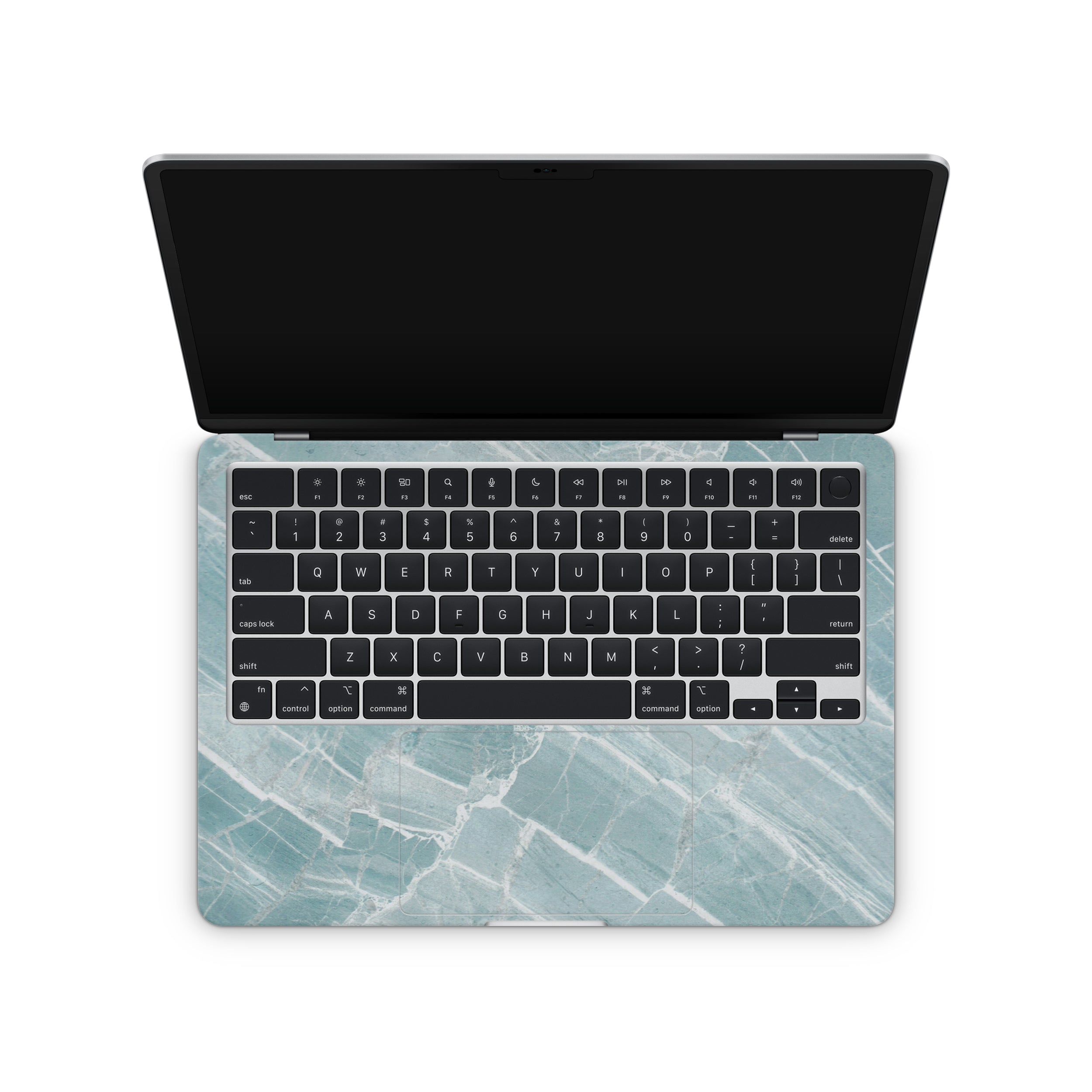 mint marble macbook skin - interior coverage