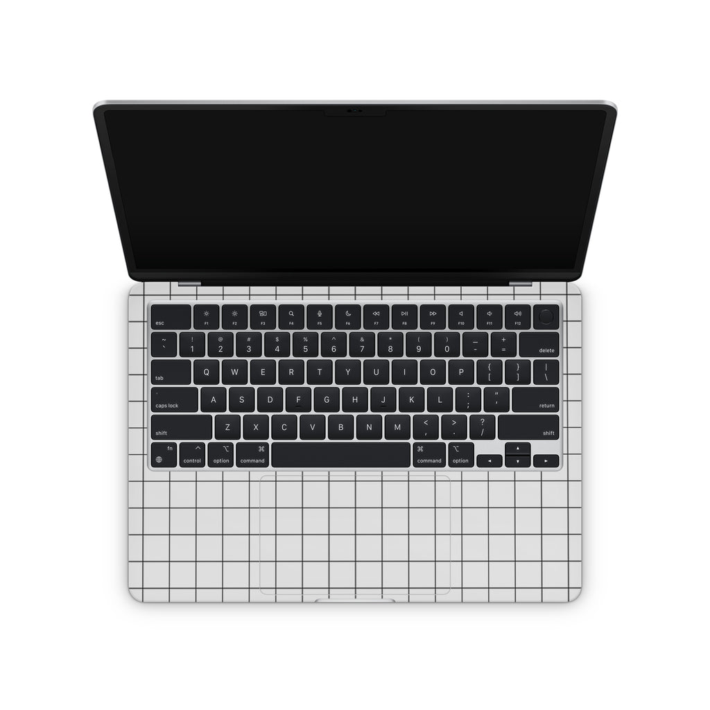 white grid macbook skin - interior coverage