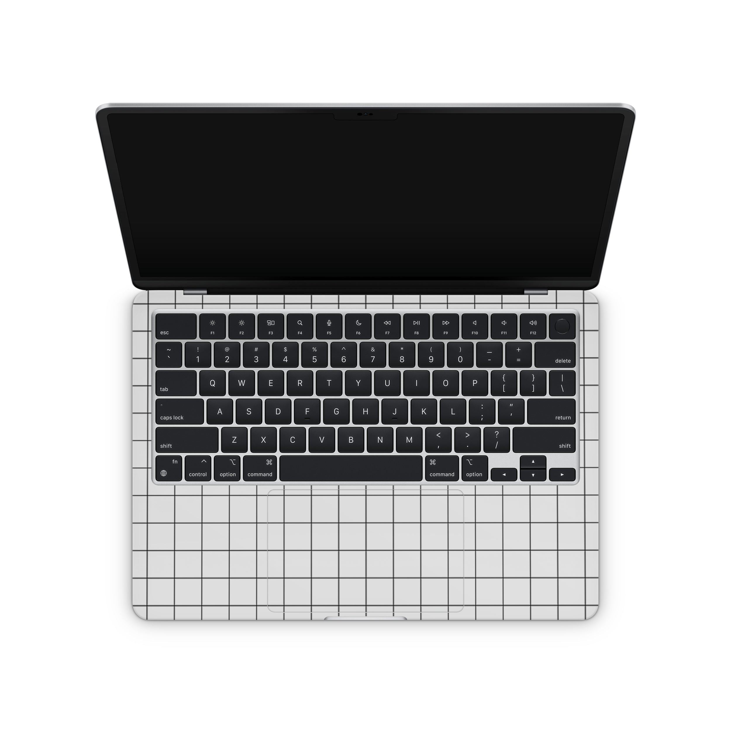 white grid macbook skin - interior coverage