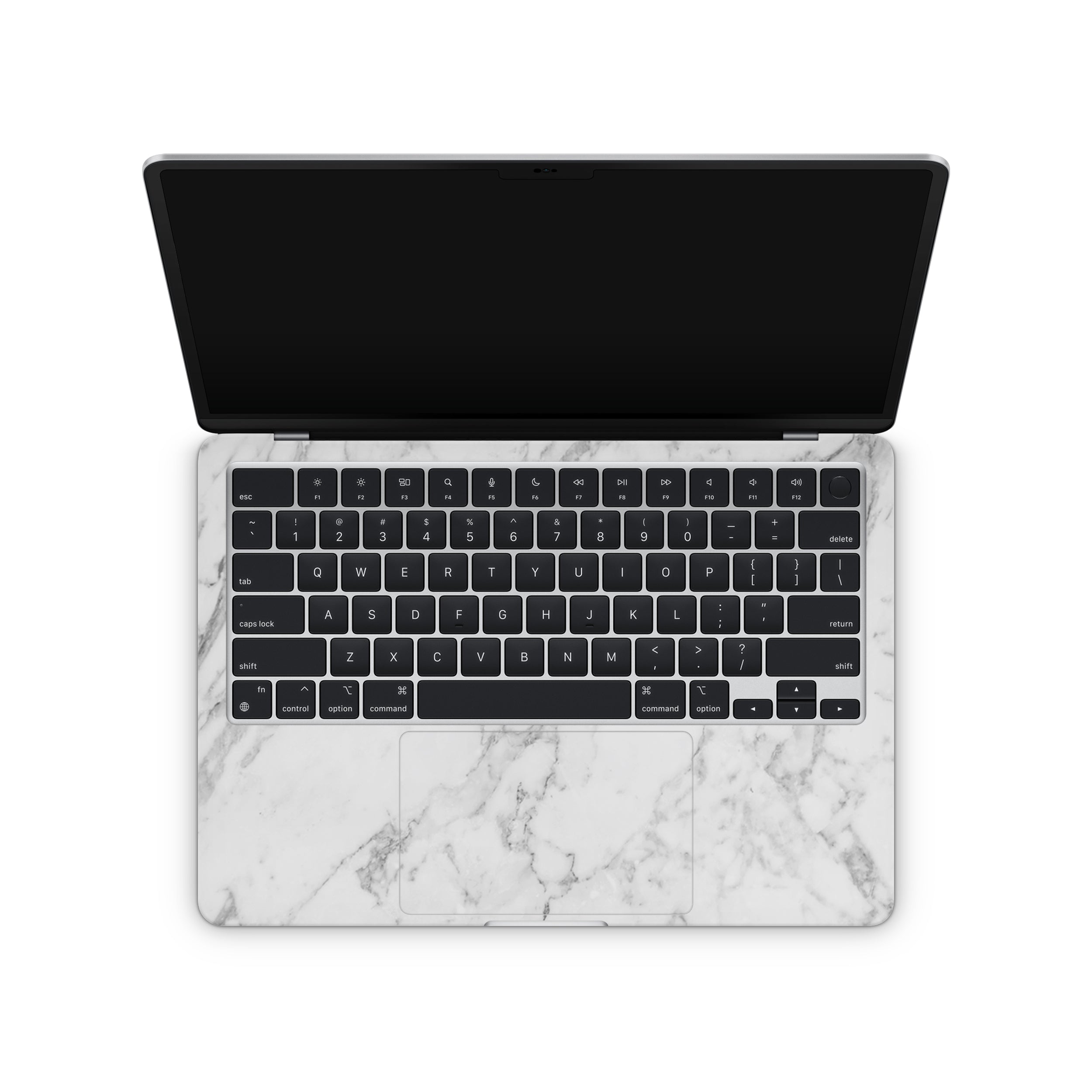 white marble macbook skin - interior coverage