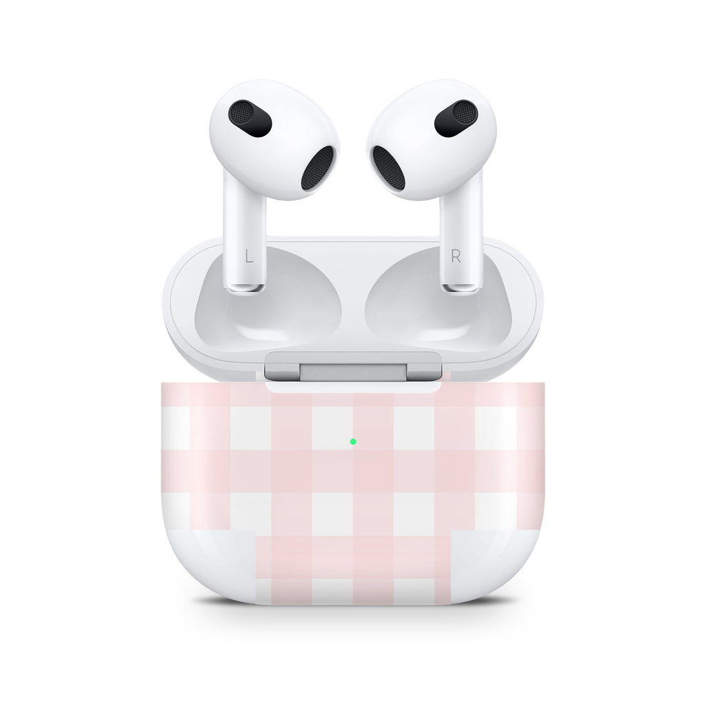 Pink Gingham AirPods Skin