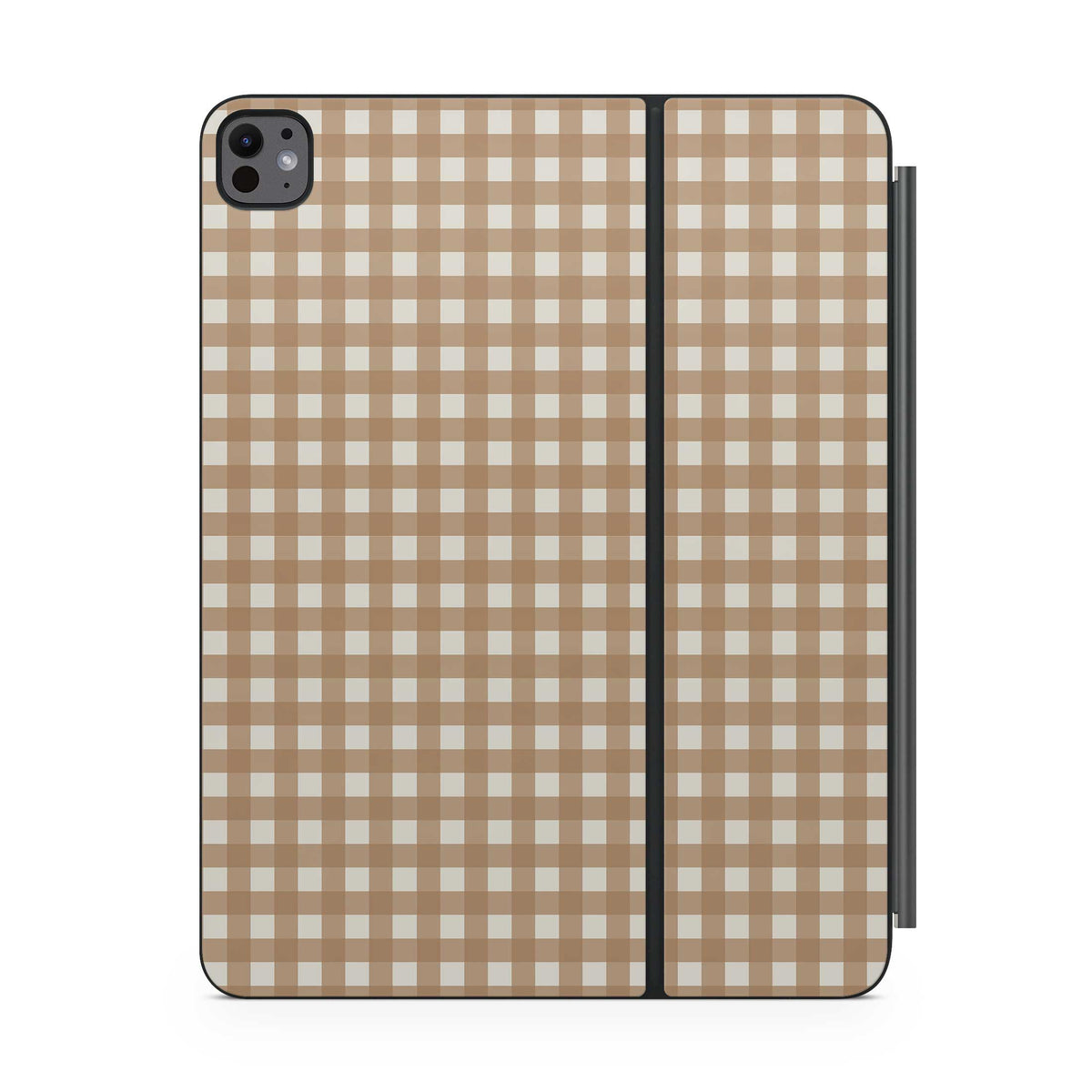 beige check magic keyboard skin for ipad front view