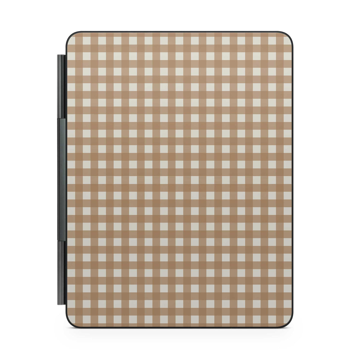 beige check magic keyboard skin for ipad back view