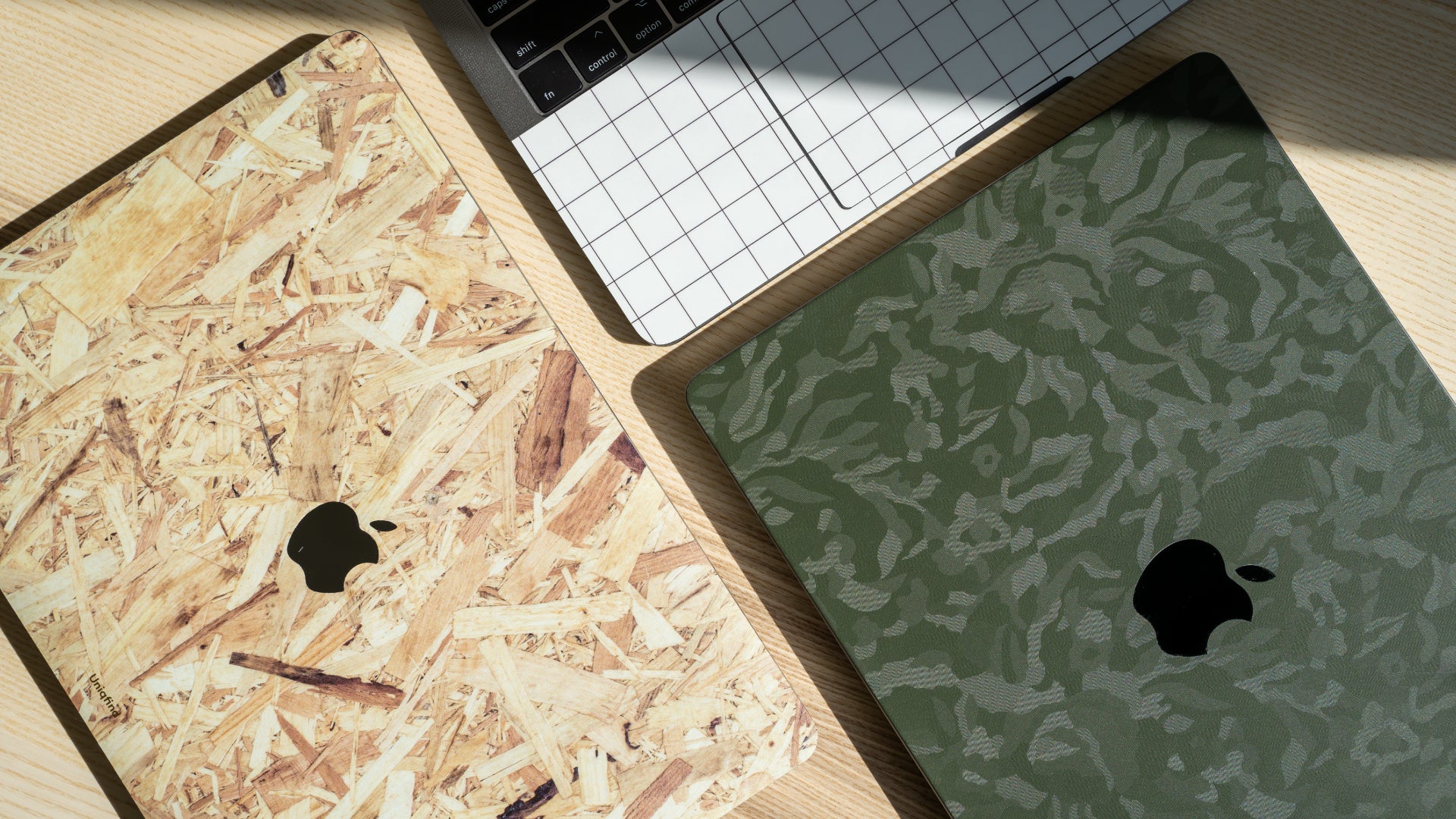 Plywood MacBook Case, White Grid MacBook Case and Green Camo MacBook Case
