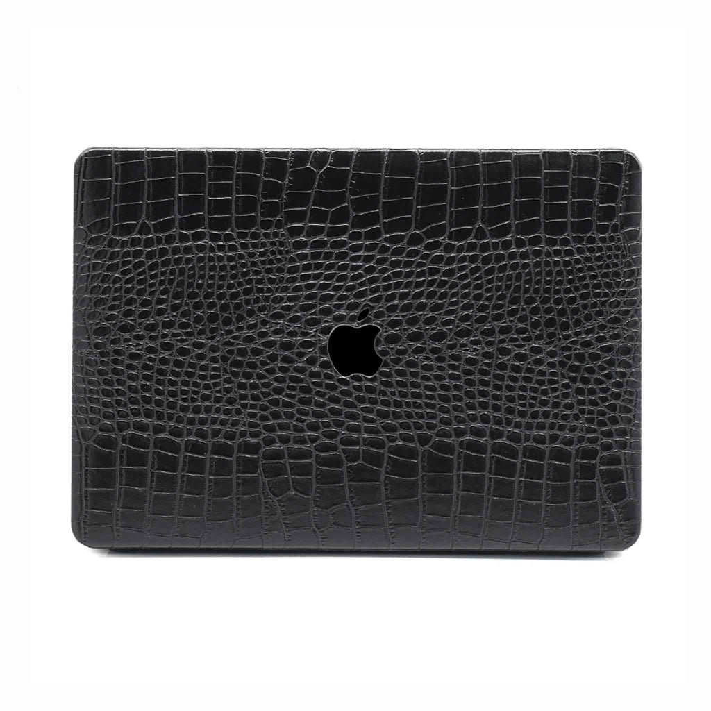 black faux crocodile macbook case