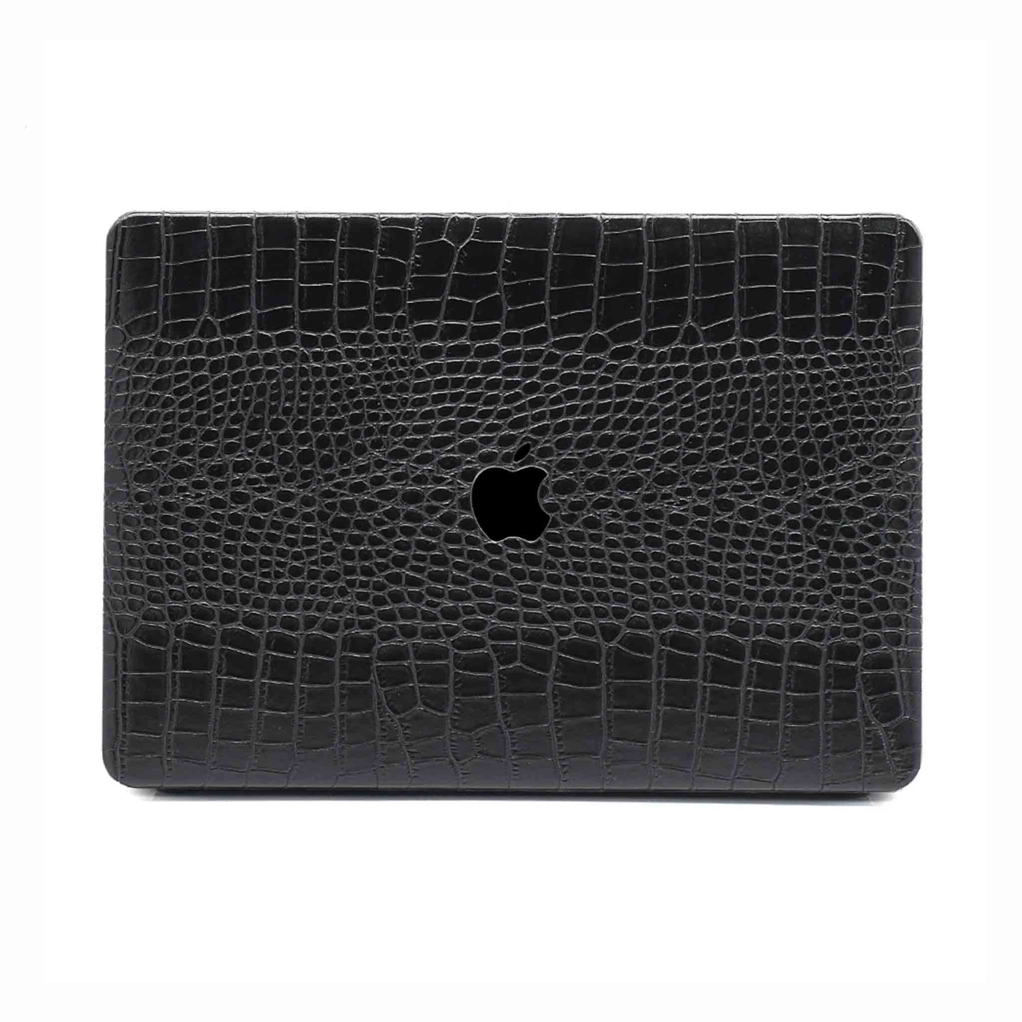 black faux crocodile macbook case