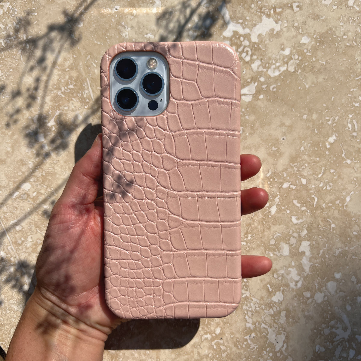 Blush Pink Crocodile iPhone Case