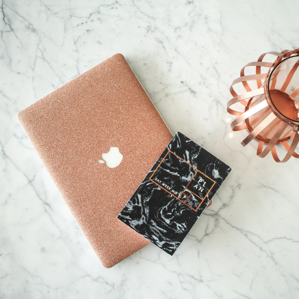 Rosé Glitter MacBook Skin + Case