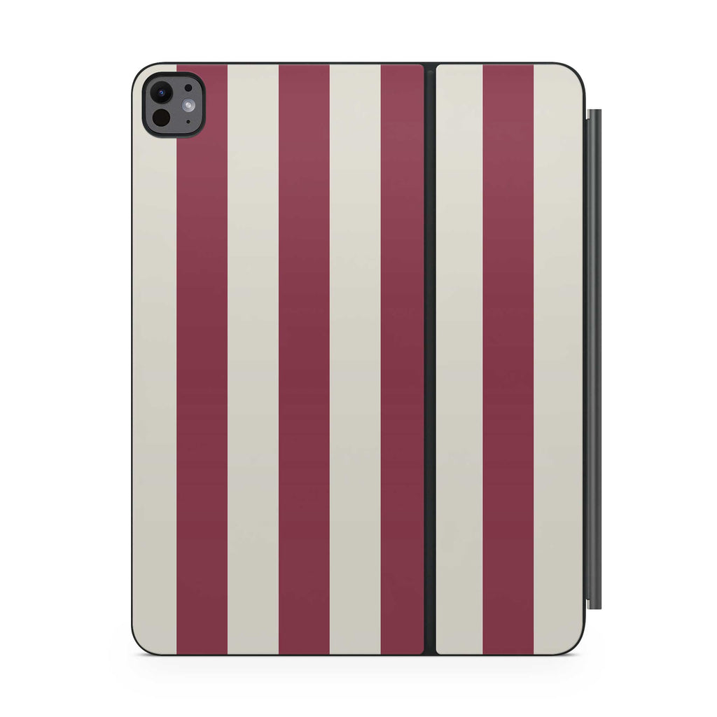 cranberry stripe magic keyboard skin for ipad front view