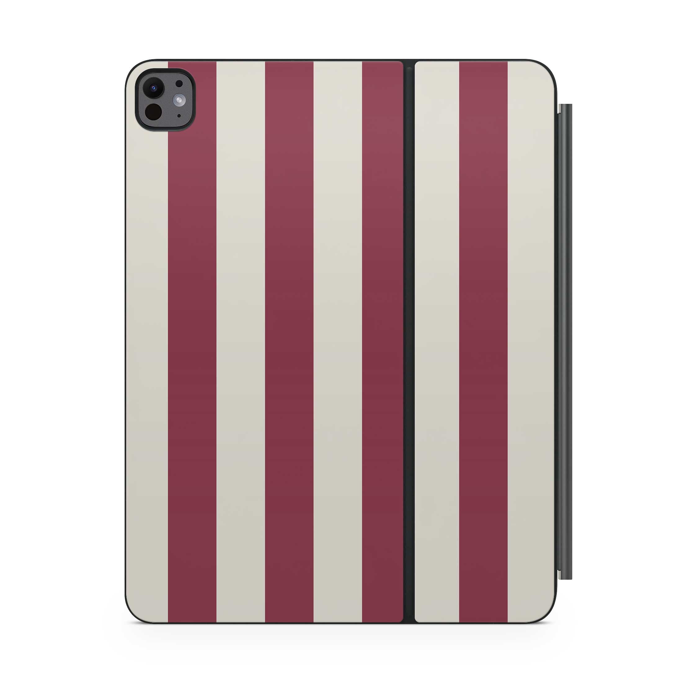 cranberry stripe magic keyboard skin for ipad front view