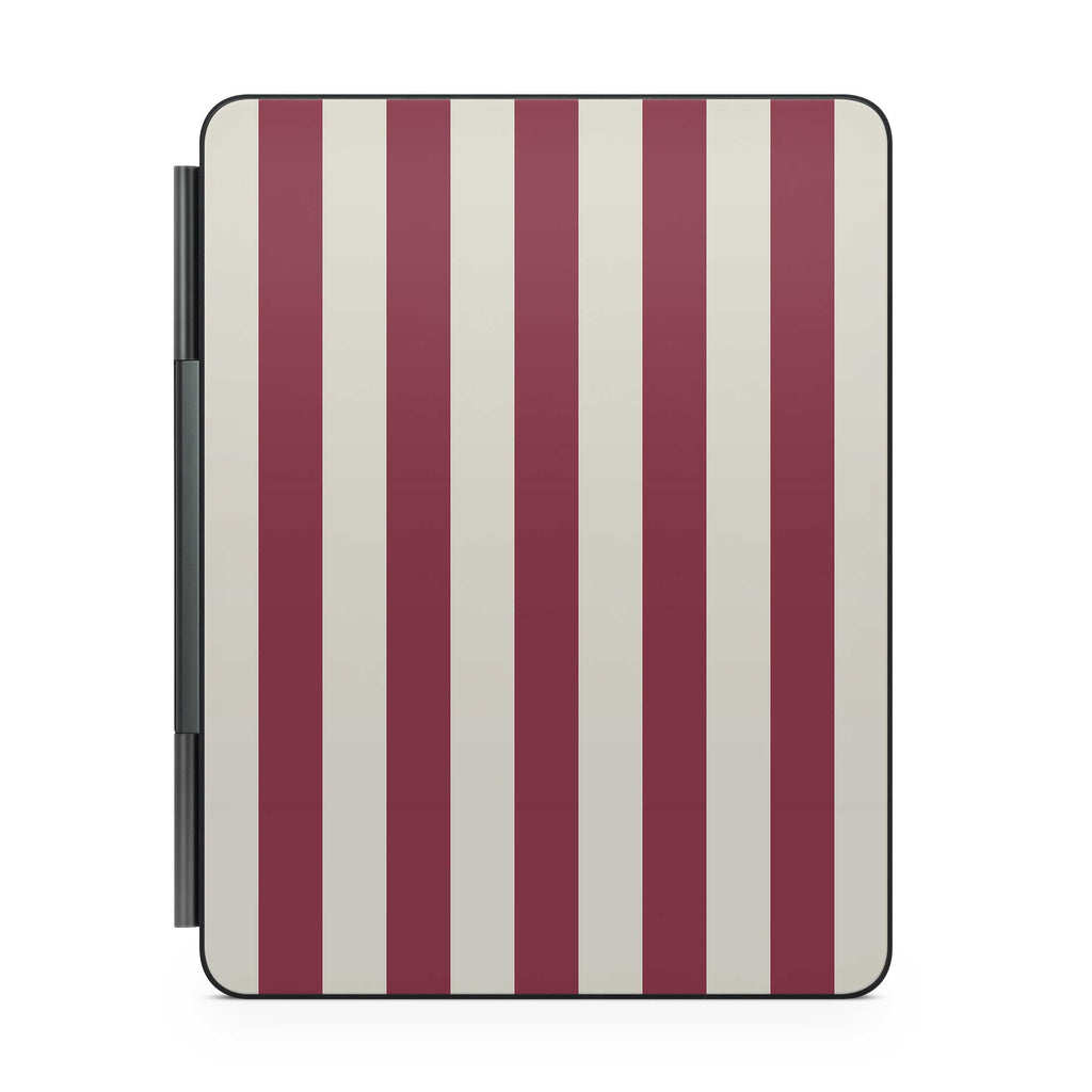 cranberry stripe magic keyboard skin for ipad back view