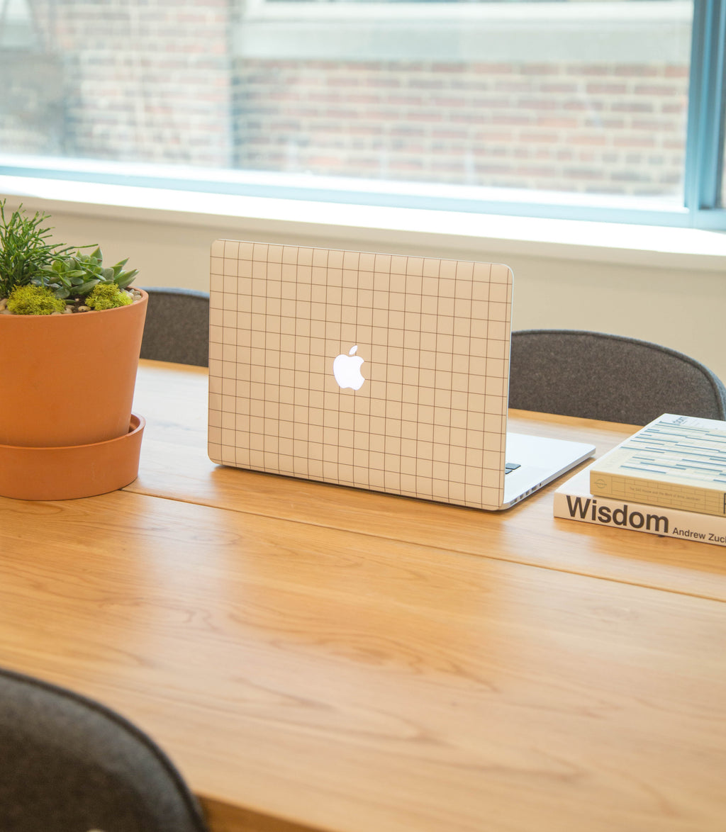 White Grid MacBook Skin + Case
