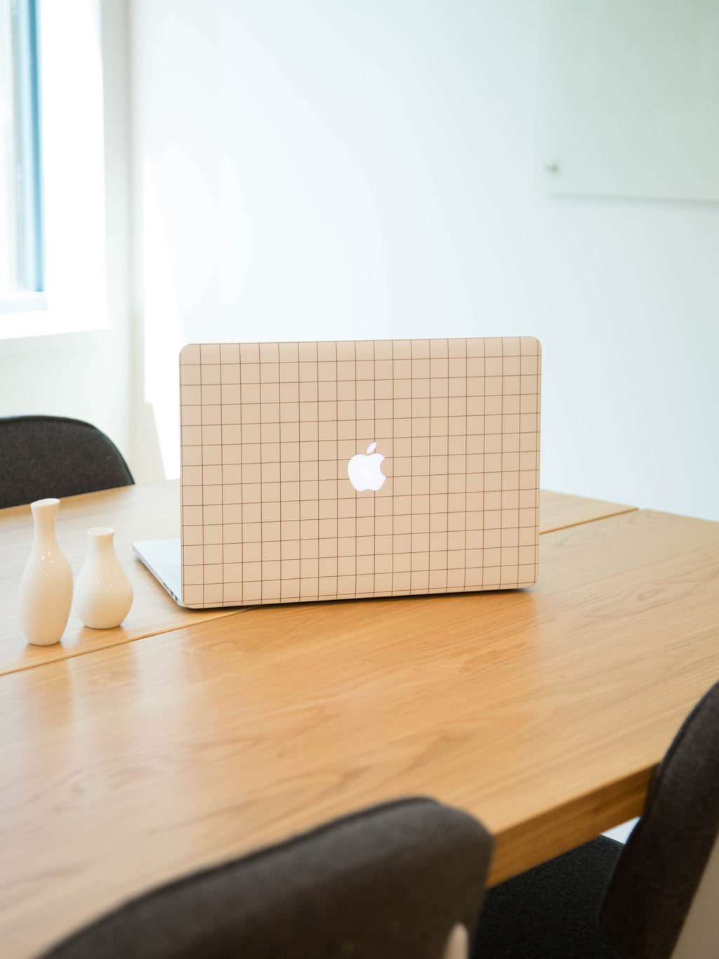 White Grid MacBook Skin + Case