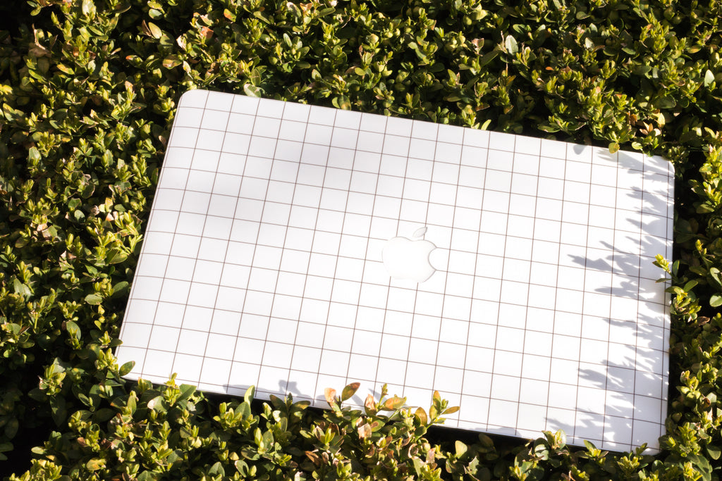 White Grid MacBook Skin + Case