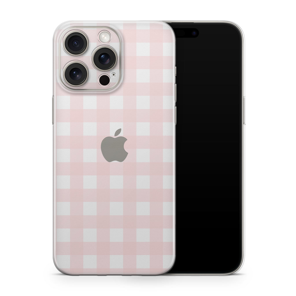 Pink Gingham iPhone Skin + Case
