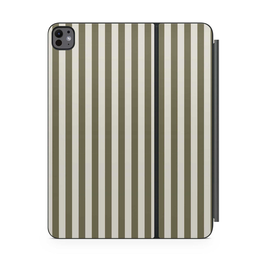 olive stripe magic keyboard skin for ipad front view