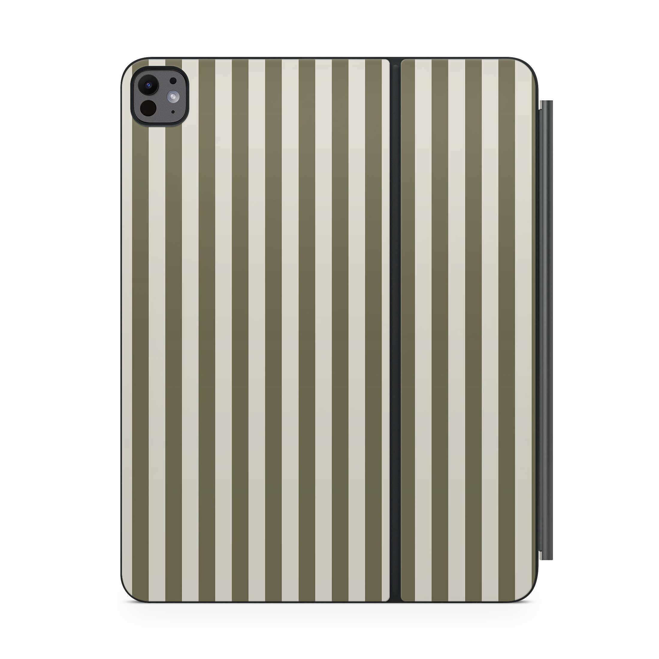olive stripe magic keyboard skin for ipad front view