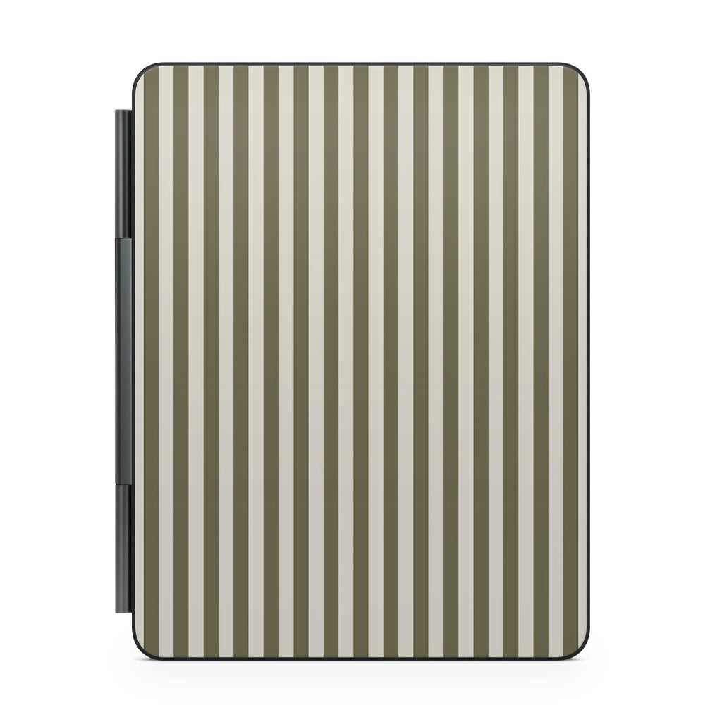 olive stripe magic keyboard skin for ipad back view