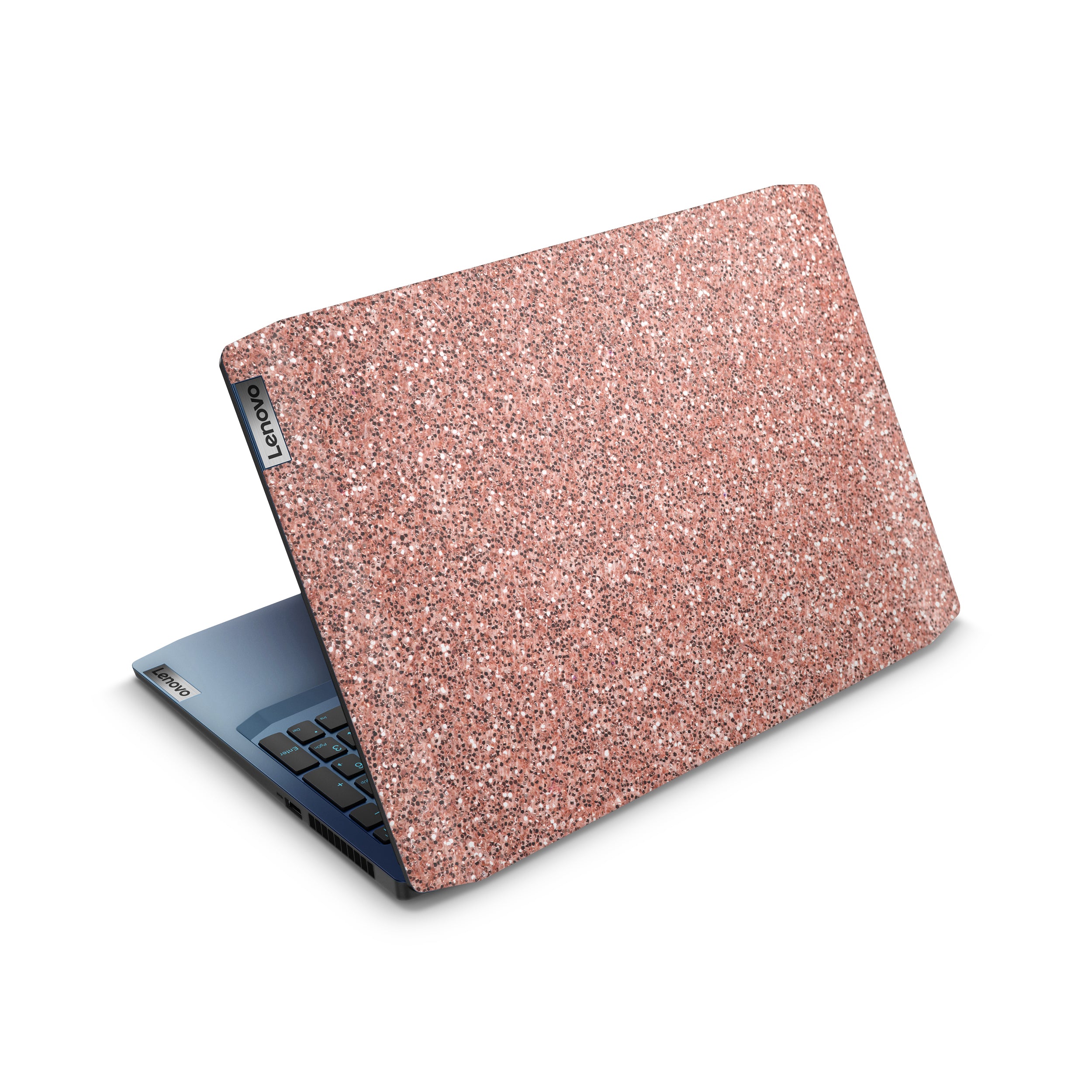 rosé glitter lenovo skin top view