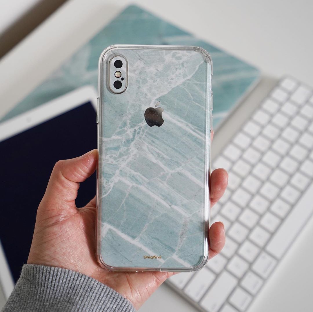 Mint Marble iPhone Skin + Case