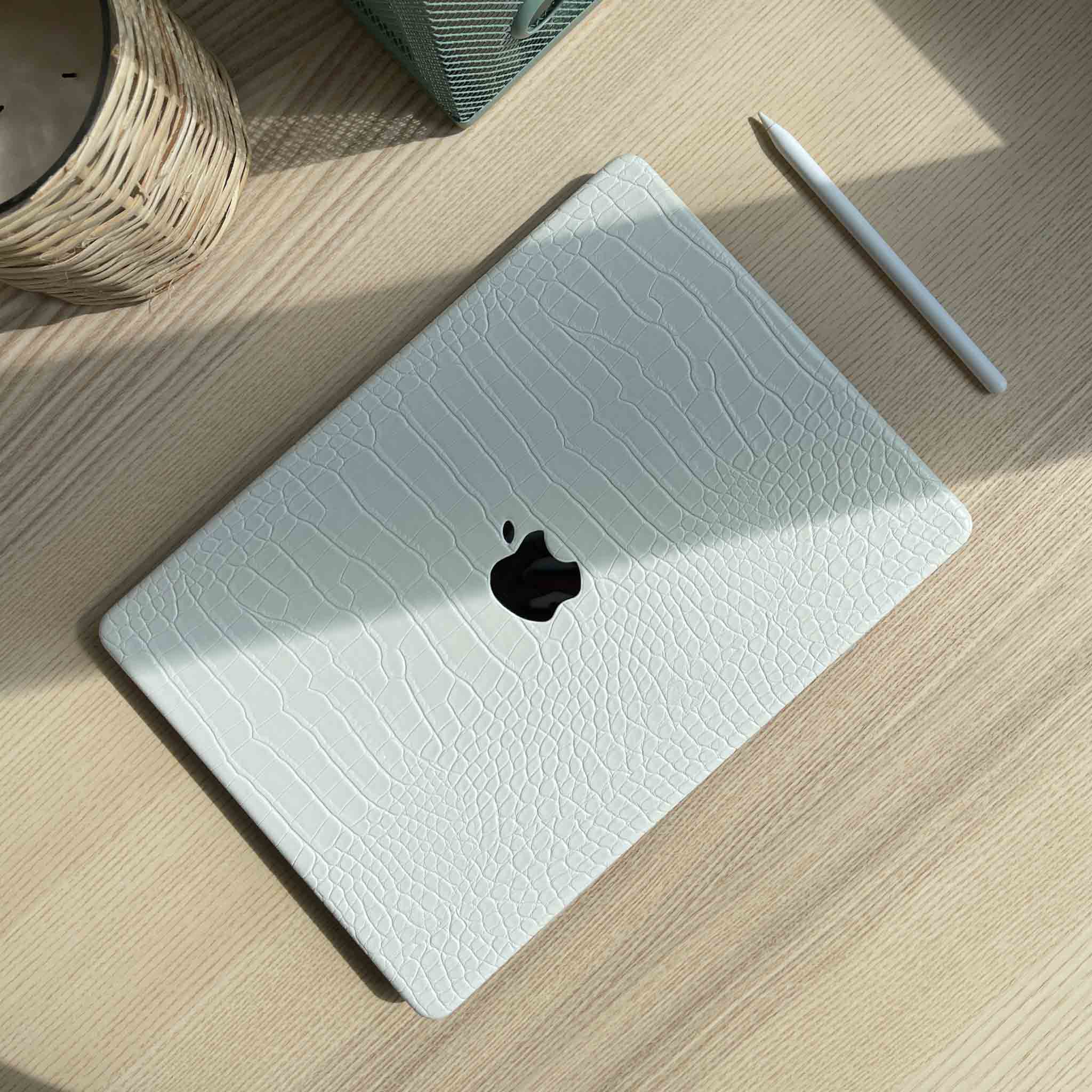 white crocodile macbook cover