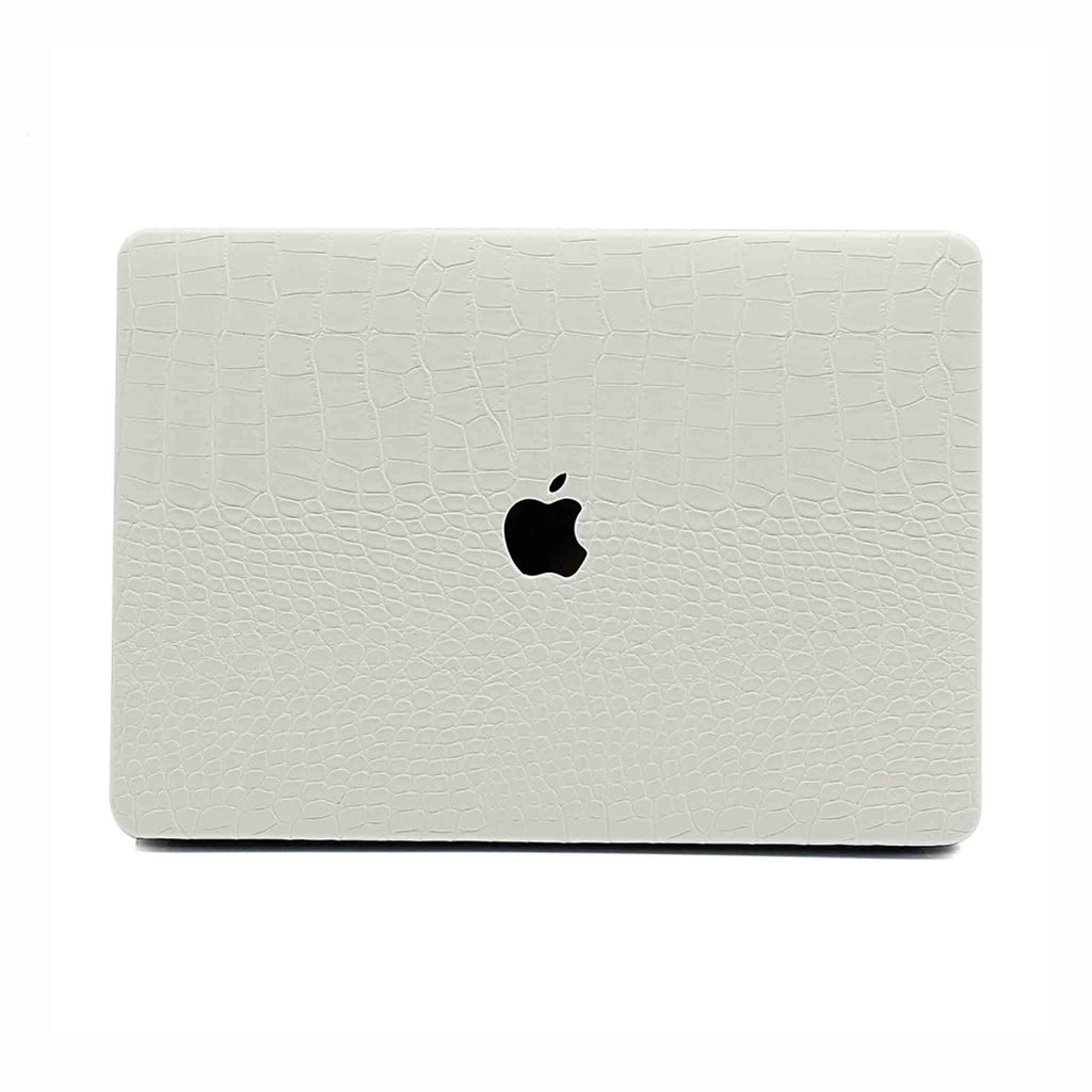 white faux crocodile macbook case