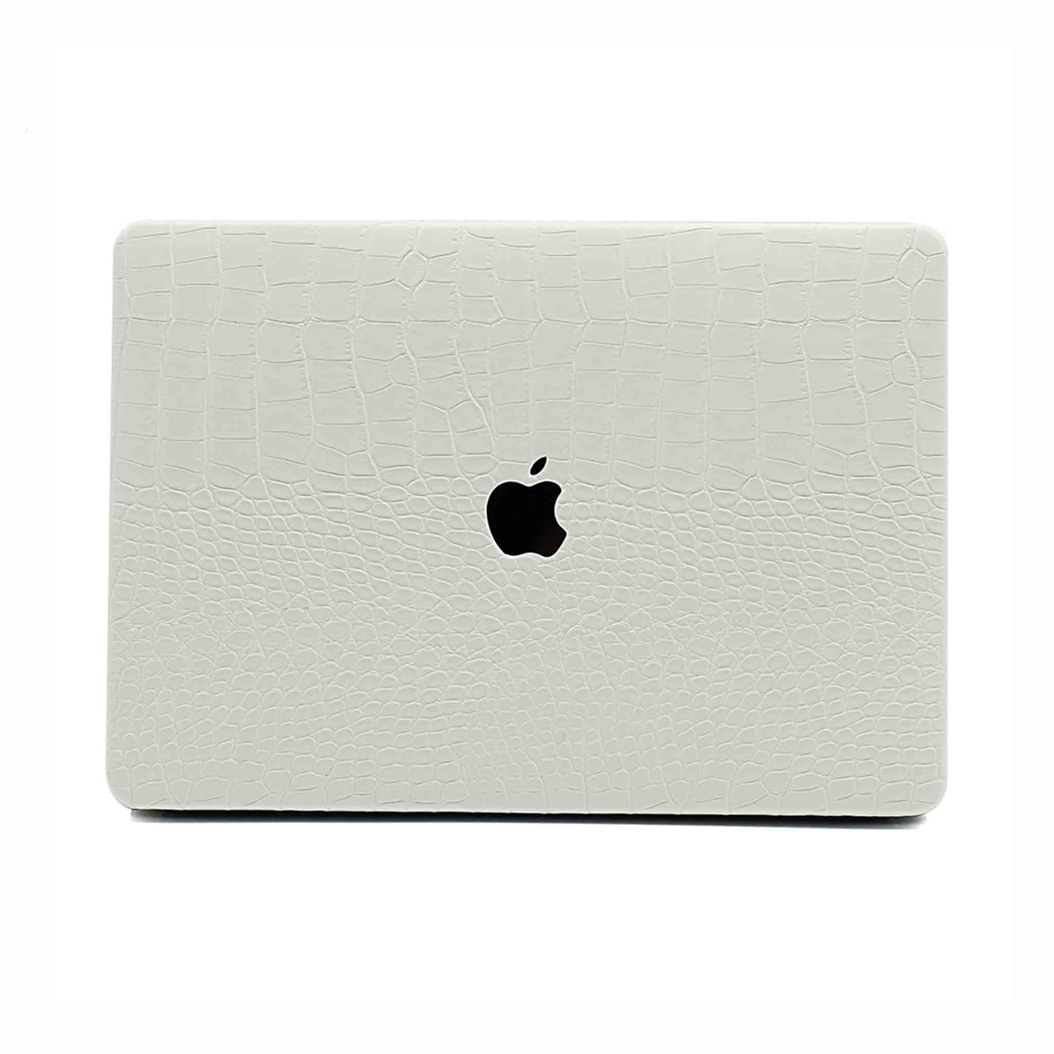 white faux crocodile macbook case