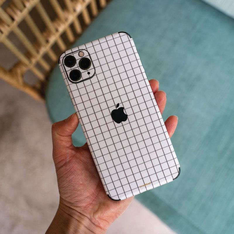 White Grid Line iPhone Skin + Case