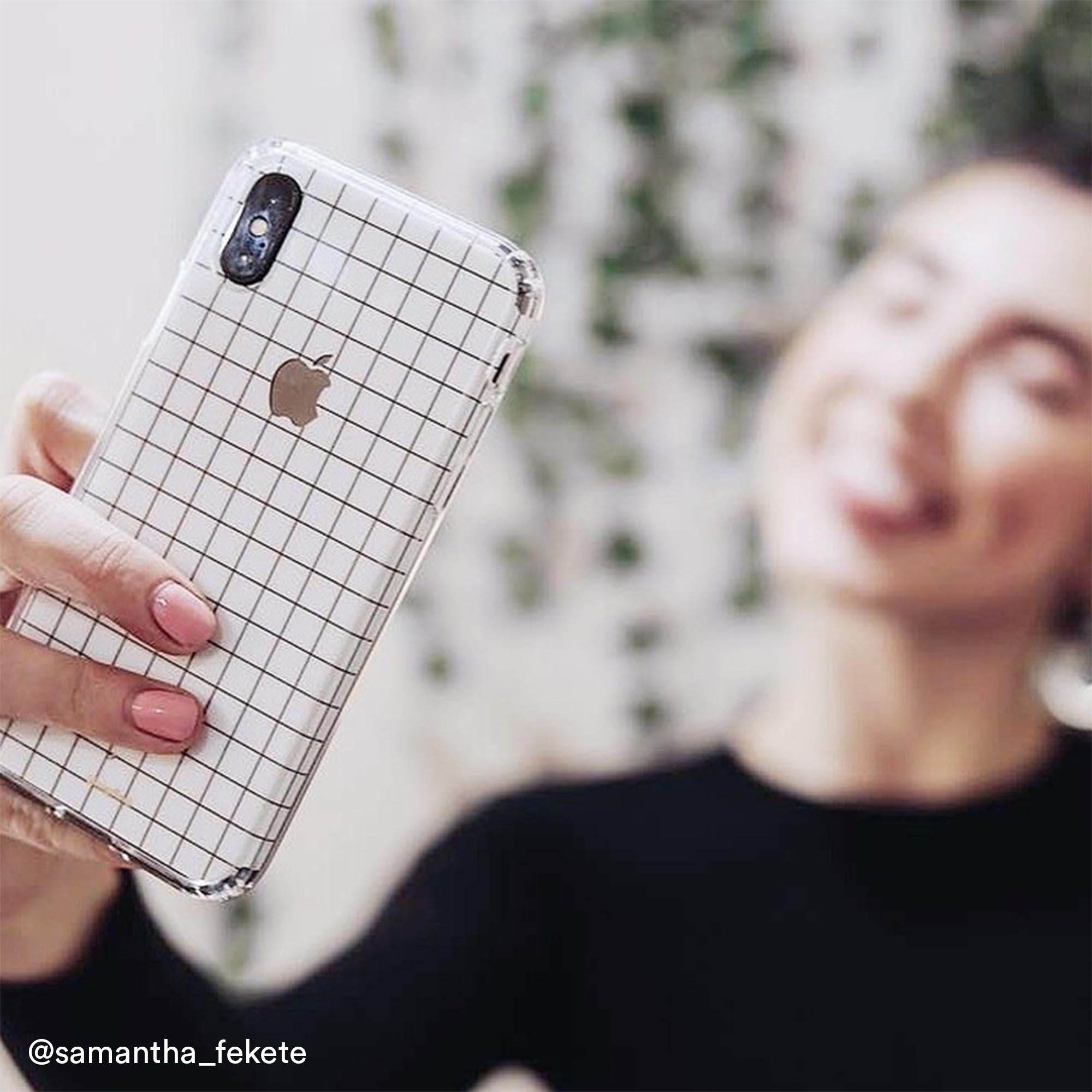 White Grid Line iPhone Skin + Case