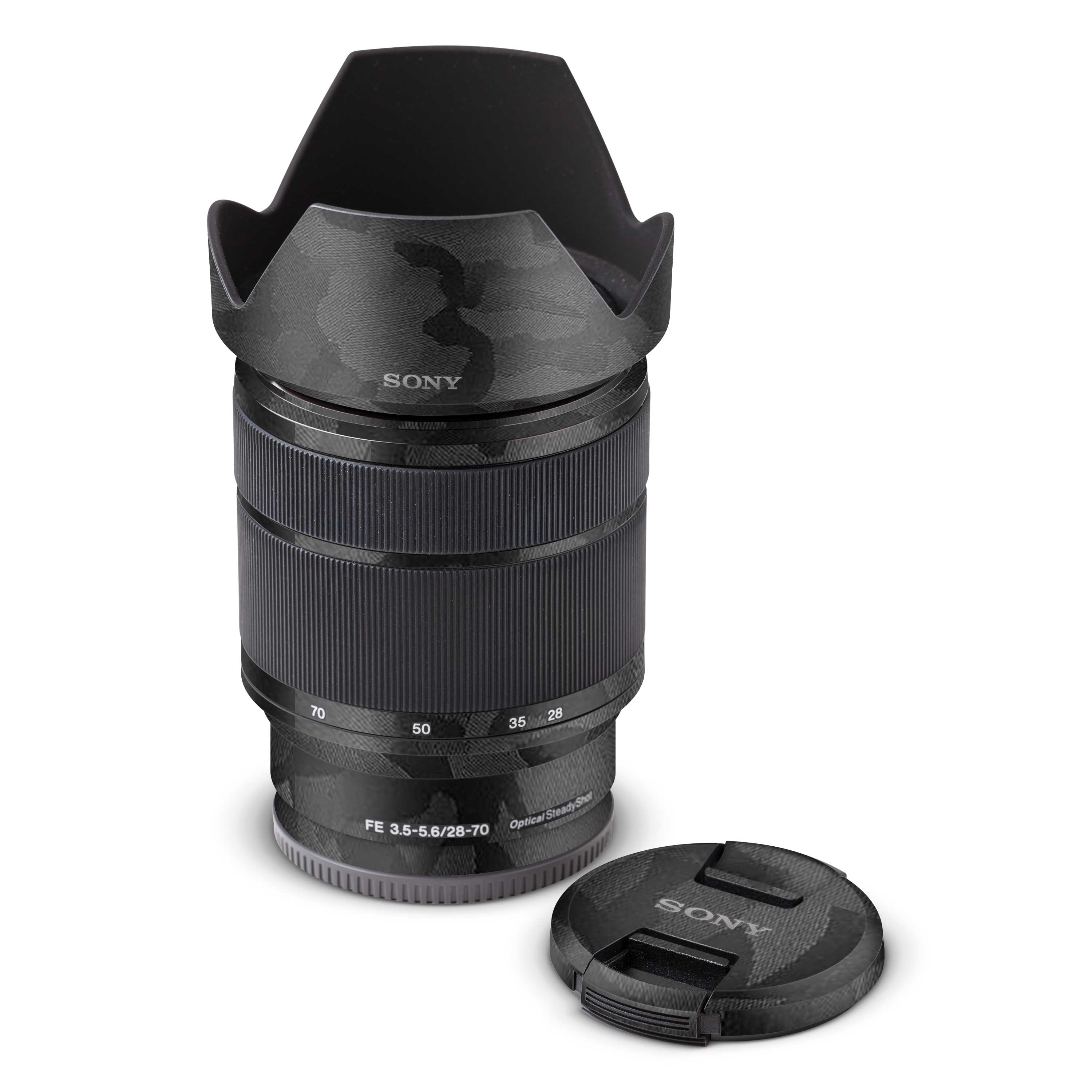 Sony FE 28-70mm camera skin in Black Camo