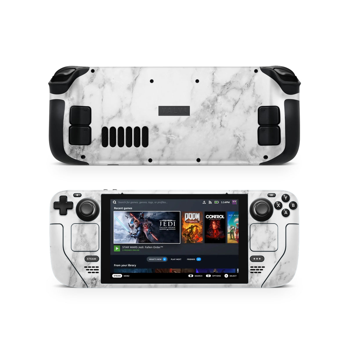 White Marble Steam Deck Skin